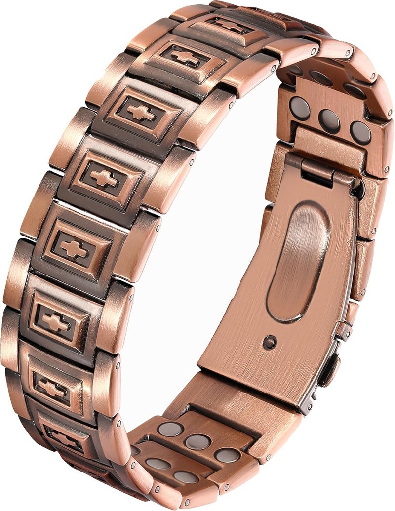 Feraco Copper Bracelet for Men 3X Strength,Magnetic Therapy Bracelet Copper Jewelry with Powerful 3800 Gauss Magnets - Image 1
